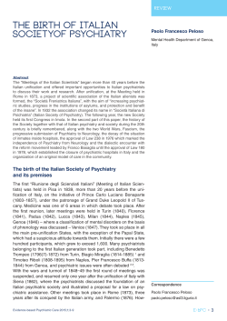The birth of the Italian Society of Psychiatry (FULL TEXT &ndash; PDF)