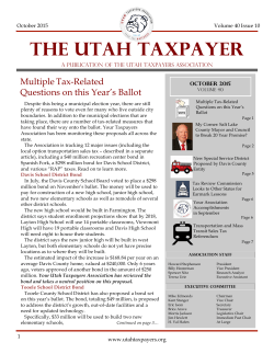 October 2015 Newsletter - Utah Taxpayers Association
