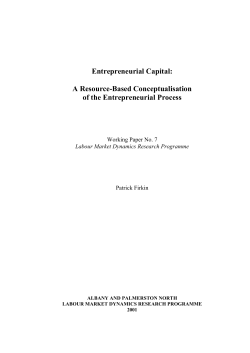 Entrepreneurial Capital: A Resource-Based Conceptualisation of the