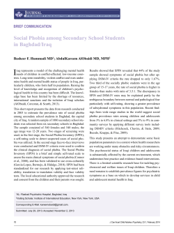 Social Phobia among Secondary School Students in Baghdad/Iraq