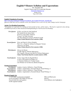 English 9 Honors Syllabus and Expectations