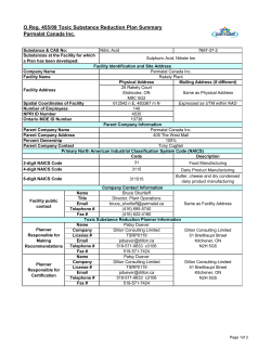 Nitric Acid Reduction Plan Summary