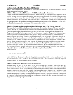 Lecture 2 Physiology Dr.Affan Ezzat Factors That Affect the Net Rate
