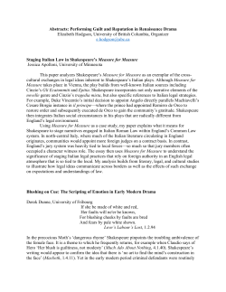 Abstracts: Performing Guilt and Reputation in Renaissance Drama