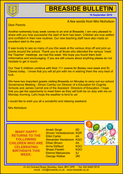 Breaside Bulletin 16 September 2016