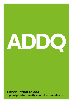 INTRODUCTION TO CQA &ndash; principles for quality control in