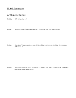 SL 06 Summary Arithmetic Series