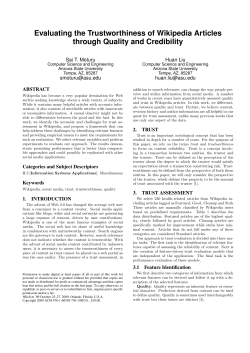 Evaluating the Trustworthiness of Wikipedia Articles