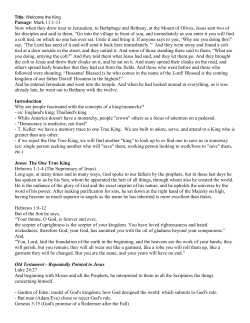 Passage: Matthew 11:1-11 Now when they drew near to Jerusalem