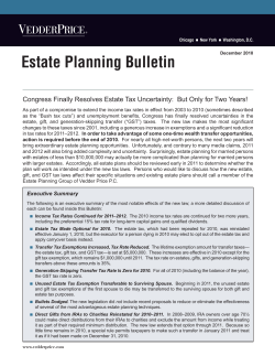Estate Planning Bulletin - Congress Finally Resolves Estate Tax