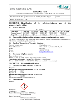 MSDS Glucose - Erba Lachema sro