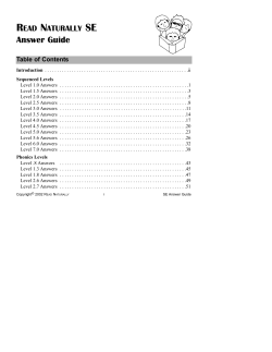 Read Naturally SE v1 Answer Guide (June 2003)