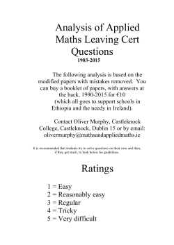 Analysis of Questions - Maths and Applied Maths