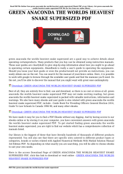 green anaconda the worlds heaviest snake supersized pdf