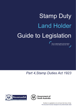 Stamp Duty Land Holder Guide to Legislation