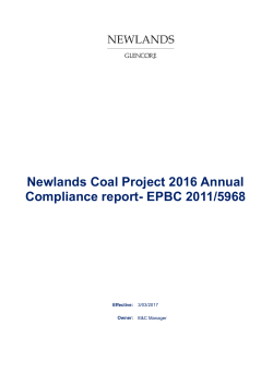 Newlands Coal Project 2016 Annual Compliance report