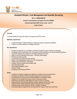 Assistant Director: Cost Management and Quantity Surveying