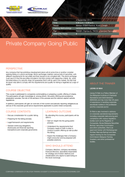 Private Company Going Public - Suruhanjaya Syarikat Malaysia