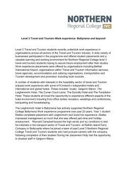 Level 3 Travel and Tourism Work experience