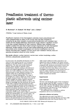 Preadhesion treatment of thermoplastic adherends using excimer