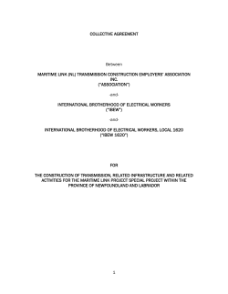 Maritime Link Project Transmission Construction Collective Agreement