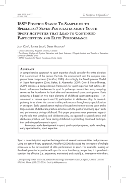 ISSP POSITION STAND: TO SAMPLE OR TO SPECIALIzE? SEVEN