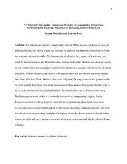 1 A &ldquo;Tolerant&rdquo; Indonesia? Indonesian Muslims in Comparative