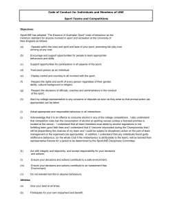 Code of Conduct for Individuals and Members of UNE Sport Teams