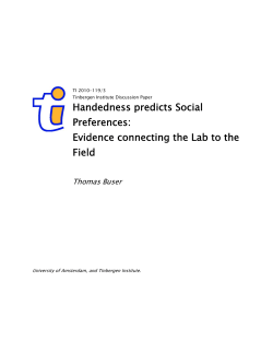 Handedness predicts Social Preferences: Evidence connecting the