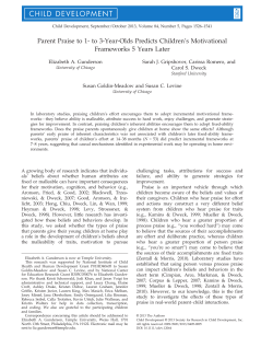 Parent Praise to 1 to 3YearOlds Predicts Childrens Motivational