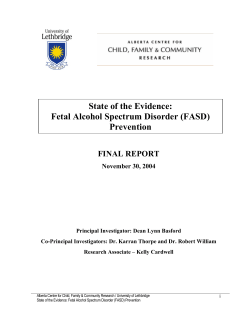 State of the Evidence: Fetal Alcohol Spectrum Disorder (FASD