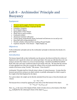 Lab 8 &ndash; Archimedes` Principle and Buoyancy