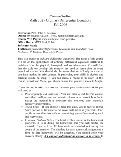 Course Outline Math 302 - Ordinary Differential Equations