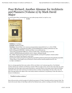 Poor Richard, Another Almanac for Architects and Planners (Volume