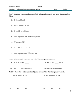 Geometry Online! 1 Part I - Directions: In your notebook, sketch the