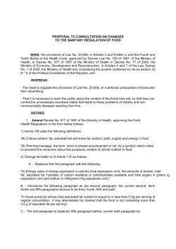 PROPOSAL TO CONSULTATION ON CHANGES