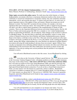 SYLLABUS, ANT 261, Islamic Fundamentalism