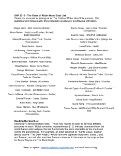 Casting Announcement - Lakeshore Players Theatre