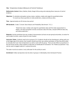 Title: Temperature Analysis (Measures of Central Tendency)