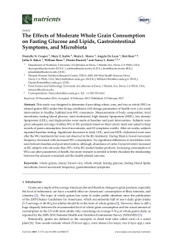 The Effects of Moderate Whole Grain Consumption on Fasting