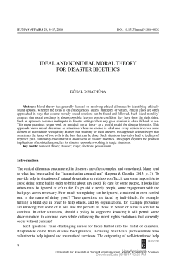 IDEAL AND NONIDEAL MORAL THEORY FOR DISASTER