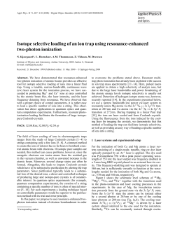 Isotope selective loading of an ion trap using resonance