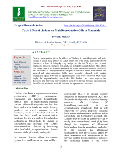 Toxic Effect of Lindane on Male Reproductive Cells in Mammals