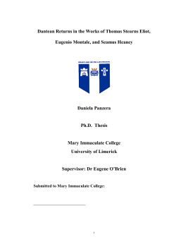 Dantean Returns in the Works of Thomas Stearns Eliot, Eugenio