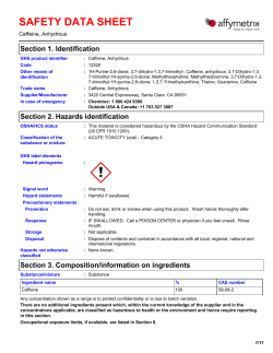 Caffeine, Anhydrous SDS