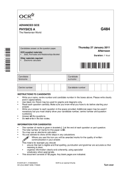 Question paper - Unit G484 - The Newtonian world