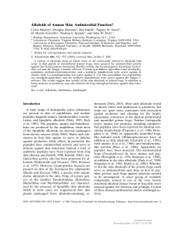 Alkaloids of Anuran Skin: Antimicrobial Function?