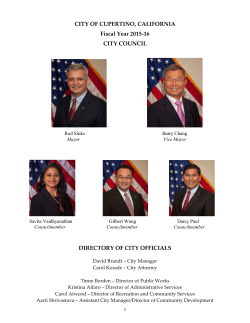 CITY OF CUPERTINO, CALIFORNIA Fiscal Year 2015
