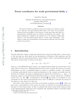 Fermi Coordinates for Weak Gravitational Fields
