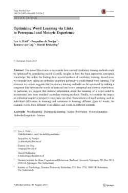 Optimizing Word Learning via Links to Perceptual and Motoric